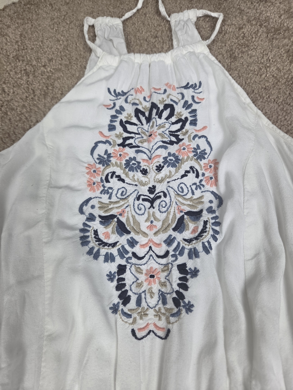 Hollister White Gauzy Halter Top with Subtle Embroidery - Picture 3 of 7